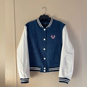 NWT True Religion Denim Buddha Varsity Jacket sz XL